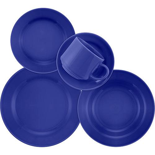 Tamanhos, Medidas e Dimensões do produto Aparelho de Jantar e Chá 20 Peças Cerâmica Donna Azul - Biona