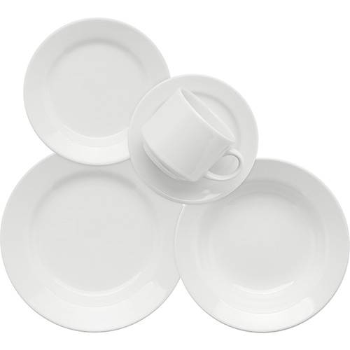 Tamanhos, Medidas e Dimensões do produto Aparelho de Jantar e Chá 20 Peças Cerâmica Donna Branco - Biona