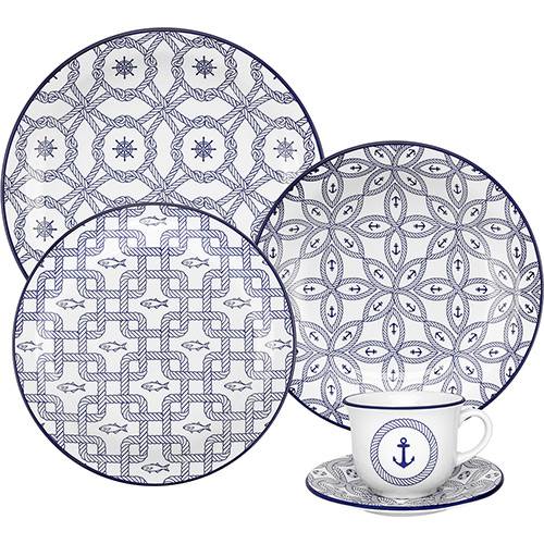 Tamanhos, Medidas e Dimensões do produto Aparelho de Jantar e Chá 20 Peças Cerâmica Floreal Nautico Branco - Oxford Daily