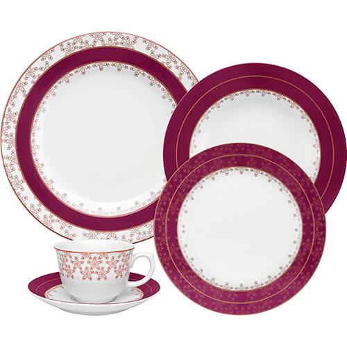 Tamanhos, Medidas e Dimensões do produto Aparelho de Jantar e Chá Flamingo Dama de Honra 30 Peças - Oxford Porcelanas