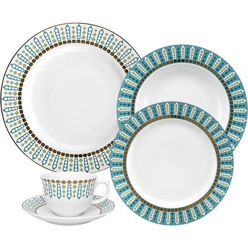 Tamanhos, Medidas e Dimensões do produto Aparelho de Jantar e Chá Flamingo Tiara 30 Peças - Oxford Porcelanas