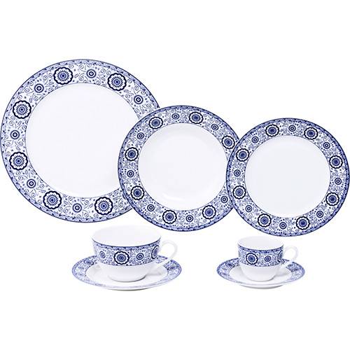Tamanhos, Medidas e Dimensões do produto Aparelho de Jantar Sintra 42 Peças Porcelana Azul - Lyor