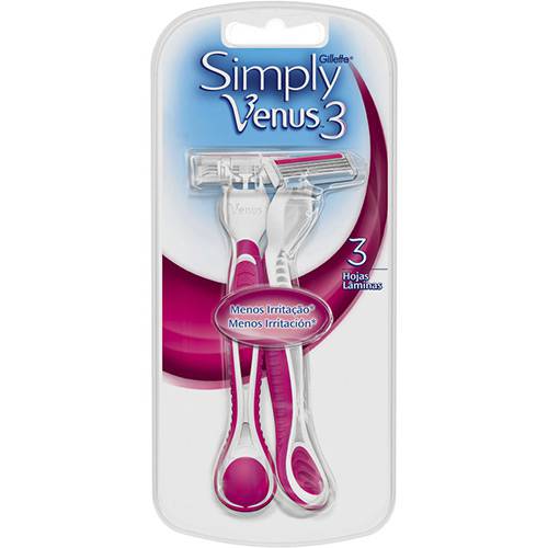 Tamanhos, Medidas e Dimensões do produto Aparelho Descartável Gillette Feminino Simply Venus 3 com 2 Unidades