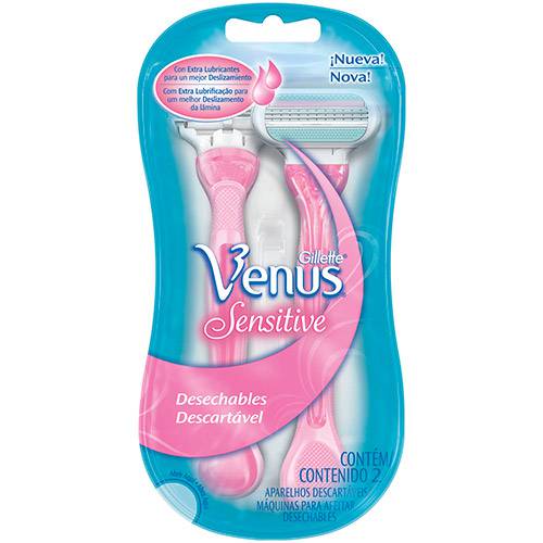 Tamanhos, Medidas e Dimensões do produto Aparelho Descartável Gillette Feminino Venus Sensitive - 2 Unidades