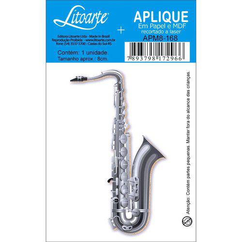 Tamanhos, Medidas e Dimensões do produto Aplique Mdf e Papel Litoarte 8 Cm - Modelo Apm8- 168 Saxofone