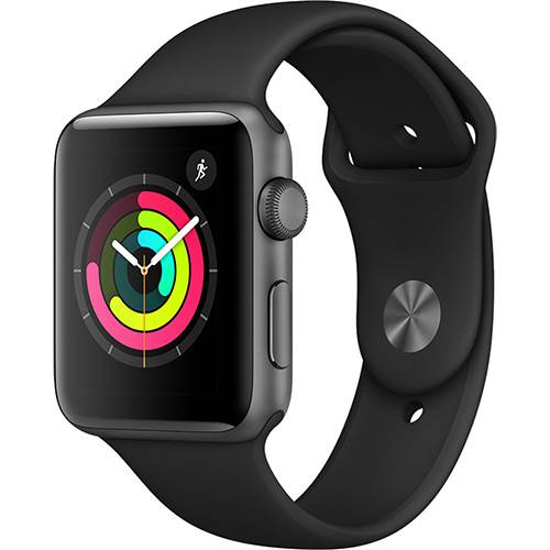 Tamanhos, Medidas e Dimensões do produto Apple Watch Series 3 GPS com Pulseira Esportiva Cinza e Preto - 42 Mm