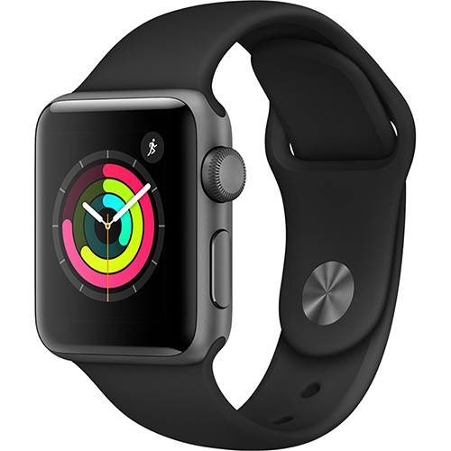 Tamanhos, Medidas e Dimensões do produto Apple Watch Series 3 GPS com Pulseira Esportiva Cinza e Preto - 38 Mm