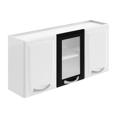 Tamanhos, Medidas e Dimensões do produto Armário Aéreo Premium Ip31v 120 Ng 3 Portas, 1 com Vidro Branco/preto Itatiaia