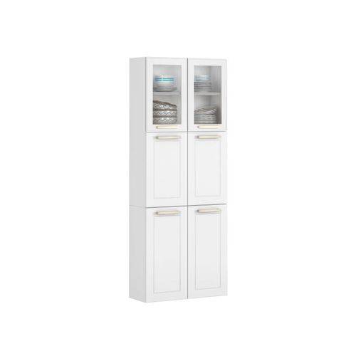 Tamanhos, Medidas e Dimensões do produto Armário de Cozinha Paneleiro Duplo 6 Portas com Vitral Lara Class Ipldv-70 Mx Branco - Tatiaia