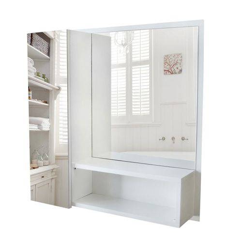 Tamanhos, Medidas e Dimensões do produto Armário Mdf para Banheiro, Espelho na Porta, Espelheira, Nicho, Branco - Dom Móveis