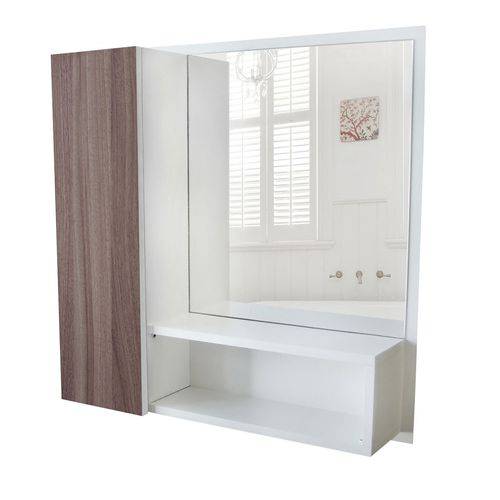 Tamanhos, Medidas e Dimensões do produto Armário Mdf para Banheiro, Espelho, Nicho Cores (madeira Clara) - Dom Móveis