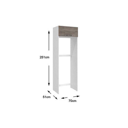 Tamanhos, Medidas e Dimensões do produto Armário para Geladeira com 1 Porta Basculante Cz705 - Art In Móveis - Branco com Rústico