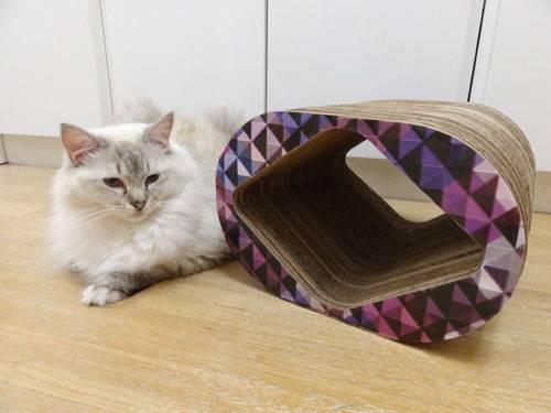 Tamanhos, Medidas e Dimensões do produto Arranhador e Brinquedo Interativo para Gatos Mini Cat Box -Quadriculado Rosa