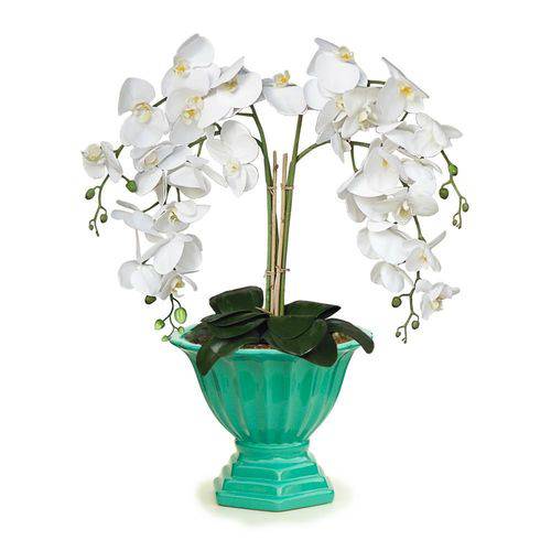 Tamanhos, Medidas e Dimensões do produto Arranjo de Flores Artificiais de Orquideas Brancas 60x30 Cm