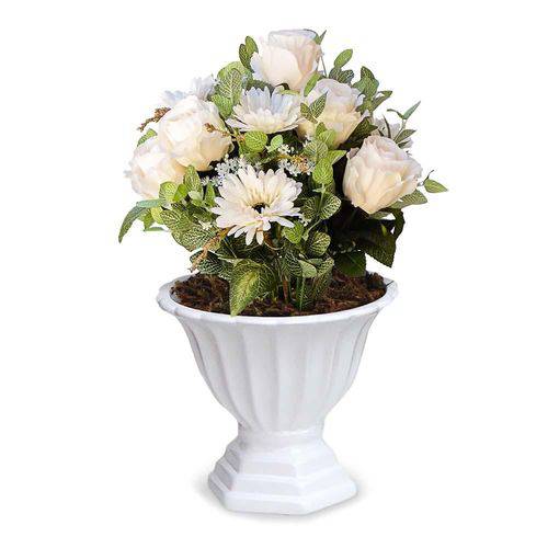 Tamanhos, Medidas e Dimensões do produto Arranjo de Flores Artificiais Flores Rosas- e Crisantemos Cachepot Pedestal 50x25