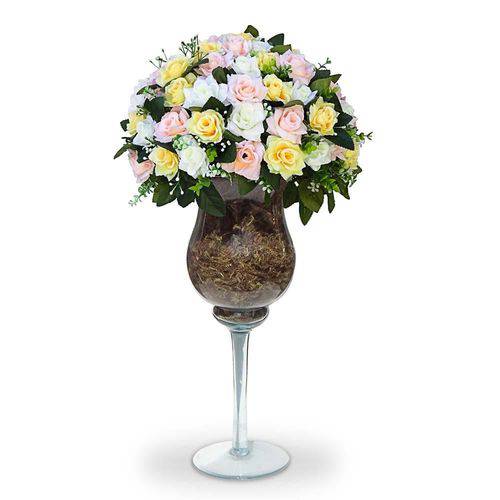 Tamanhos, Medidas e Dimensões do produto Arranjo de Flores Artificiais Mistas na Taça 60x30cm
