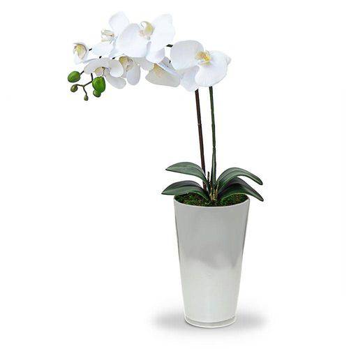Tamanhos, Medidas e Dimensões do produto Arranjo de Flores Artificiais Orquidea Branca Vaso Vidro Branco 50 Cm