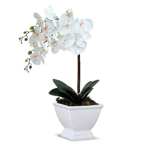 Tamanhos, Medidas e Dimensões do produto Arranjo de Flores Artificiais Orquideas no Cachepot Branco 55x30