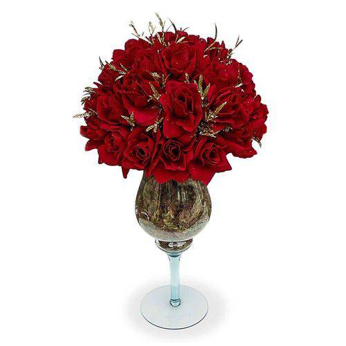 Tamanhos, Medidas e Dimensões do produto Arranjo de Flores Artificiais Rosas Vermelhas 50x30cm