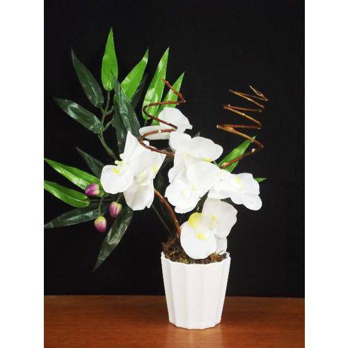 Tamanhos, Medidas e Dimensões do produto Arranjo de Orquídeas Artificiais Brancas Lith - Flores Arranjo Vasos Festas Mesas