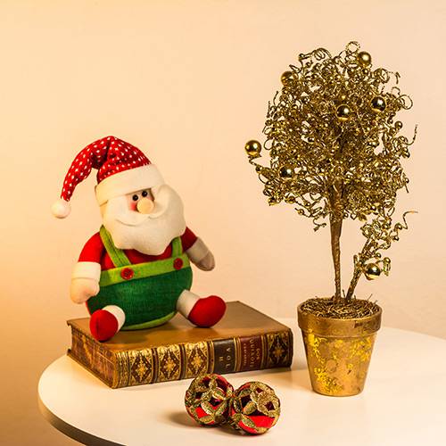 Tamanhos, Medidas e Dimensões do produto Árvore de Mesa Dourada com Cachepô, 43cm - Christmas Traditions