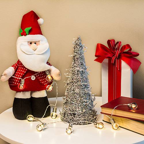 Tamanhos, Medidas e Dimensões do produto Árvore de Mesa Prateada em Formato de Cone, 30cm - Christmas Traditions