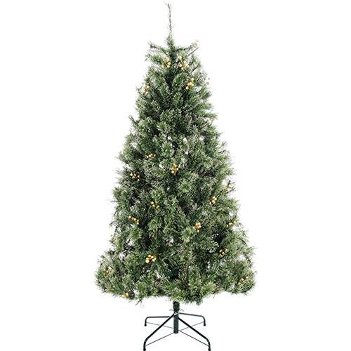 Tamanhos, Medidas e Dimensões】→ Árvore de Natal Verde com Glitter 1,8m 622  Galhos - Enfeitada com Frutas Douradas e Base Metálica - Orb Christmas