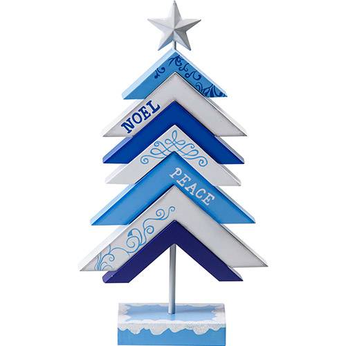 Tamanhos, Medidas e Dimensões do produto Árvore em Madeira Pintada Christmas Traditions Azul e Branca