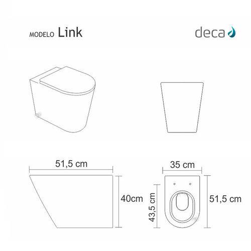 Tamanhos, Medidas e Dimensões do produto Assento Sanitário Poliéster com Amortecedor Link Branco para Vaso Deca