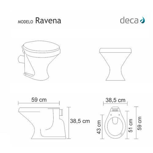 Tamanhos, Medidas e Dimensões do produto Assento Sanitário Poliéster com Amortecedor Ravena Ebano para Vaso Deca