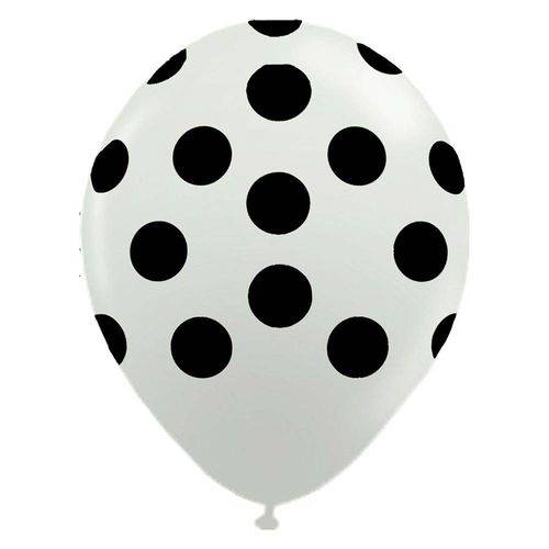 Tamanhos, Medidas e Dimensões do produto Balão de Látex Branco com Bolinhas Pretas 10” com 25 Unidades Balloontech