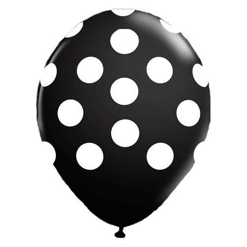 Tamanhos, Medidas e Dimensões do produto Balão de Látex Preto com Bolinhas Brancas 10” com 25 Unidades Balloontech