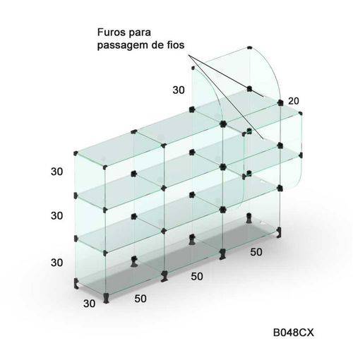 Tamanhos, Medidas e Dimensões do produto Balcão Caixa de Atendimento Modulado em Vidro 1,50 X 1,00 X 0,30cm