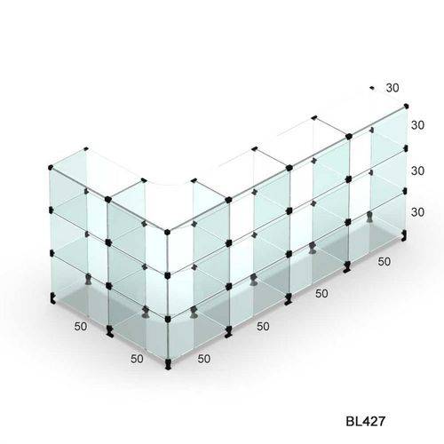 Tamanhos, Medidas e Dimensões do produto Balcão de Atendimento L Modulado em Vidro 1,00 X 2,00 X 1,00 X 0,30