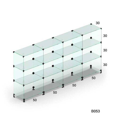Tamanhos, Medidas e Dimensões do produto Balcão de Vidro Modulado P/ Loja e Atendimento 2,0 M X 1,0 M X 30 Cm