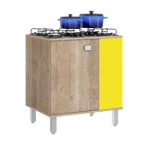 Tamanhos, Medidas e Dimensões do produto Balcão para Cooktop Jaeli 120 Reversível Roble Amarelo/Bege