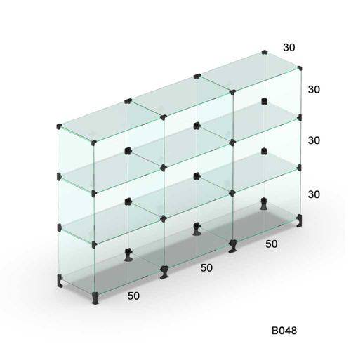 Tamanhos, Medidas e Dimensões do produto Balcão Vitrine de Vidro Modulado P/ Loja e Atendimento 1,5 MT X 1,0 MT X 30 CM