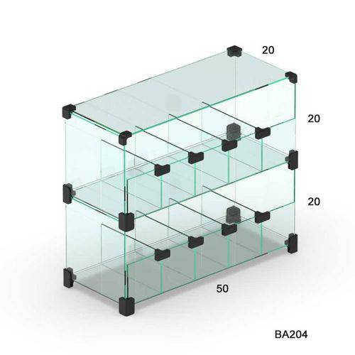 Tamanhos, Medidas e Dimensões do produto Baleiro de Vidro Comercial Modulado - 0,50 X 0,40 X 0,20