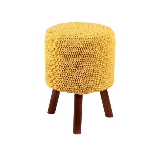 Tamanhos, Medidas e Dimensões do produto Banco Round Crochê Pé Madeira Amarelo Mel