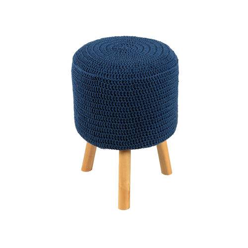 Tamanhos, Medidas e Dimensões do produto Banco Round Crochê Pé Madeira Azul Royal e Natural