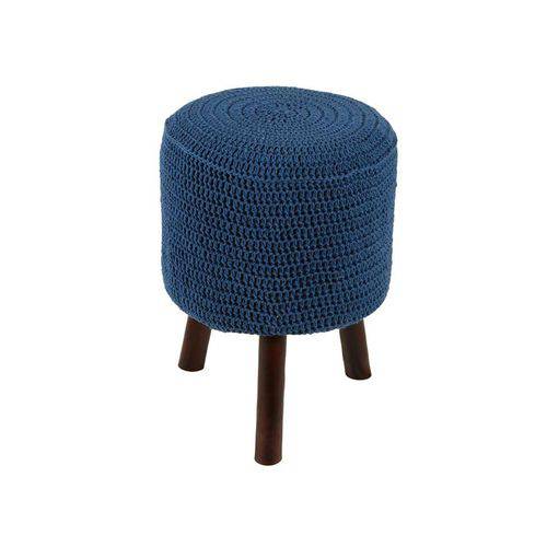 Tamanhos, Medidas e Dimensões do produto Banco Round Crochê Pé Madeira Azul Royal e Tabaco