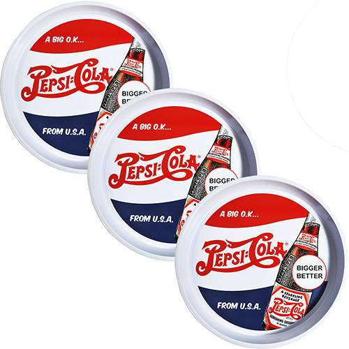Tamanhos, Medidas e Dimensões do produto Bandeja de Metal Colorido de Lata Rótulo 3 Peças - Pepsi