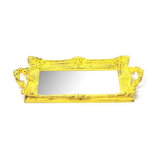 Tamanhos, Medidas e Dimensões do produto Bandeja Toronto Amarelo Provençal em Resina com Espelho - Arte Retrô - 29x45 Cm.