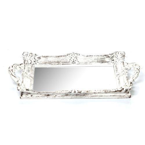 Tamanhos, Medidas e Dimensões do produto Bandeja Toronto Branco Provençal em Resina com Espelho - Arte Retrô - 29x45 Cm.