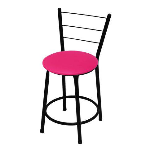 Tamanhos, Medidas e Dimensões do produto Banqueta Baixa Itália Preta C/ Assento Rosa Ideal P/ Bar Restaurante Cozinha