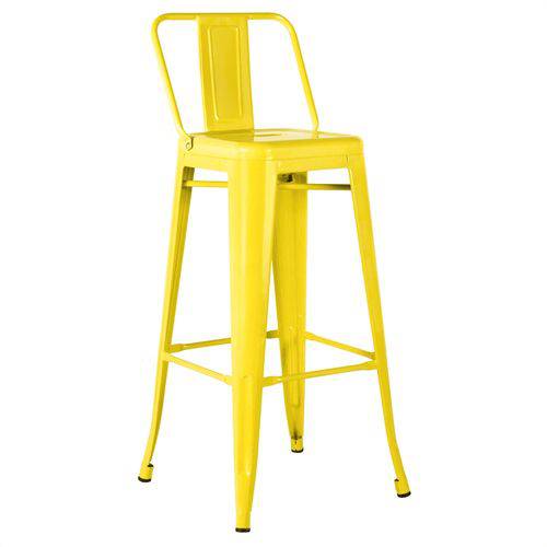 Tamanhos, Medidas e Dimensões do produto Banqueta Tolix 76cm com Encosto - Amarelo Claro