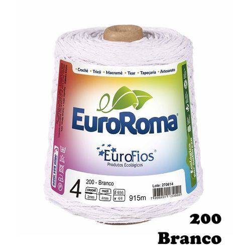 Tamanhos, Medidas e Dimensões do produto Barbante EuroRoma Colorido N°4 600g - Cor: 200 - Branco