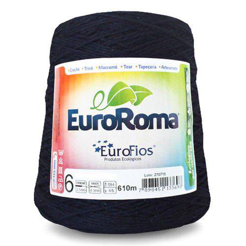Tamanhos, Medidas e Dimensões do produto Barbante Euroroma Colorido N06 600g Eurofios-Preto