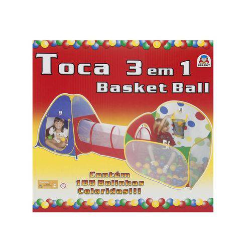 Tamanhos, Medidas e Dimensões do produto Barraca Toca 3 em 1 Infantil Túnel Basket Ball com 100 Bolinhas Braskit 460-6