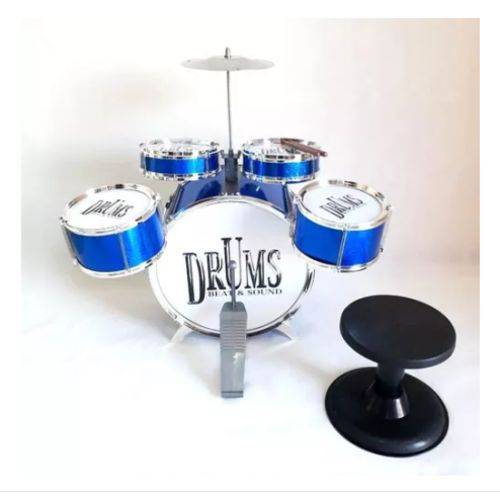 Tamanhos, Medidas e Dimensões do produto Bateria Infantil 4 Tambores 1 Bumbo 1 Prato Jazz Drum Azul
